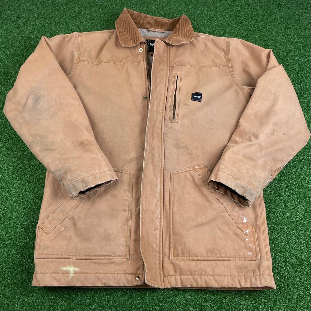 Vintage Walls Brown Full Zip Fleece Workwear Chore Barn Coat Sz M